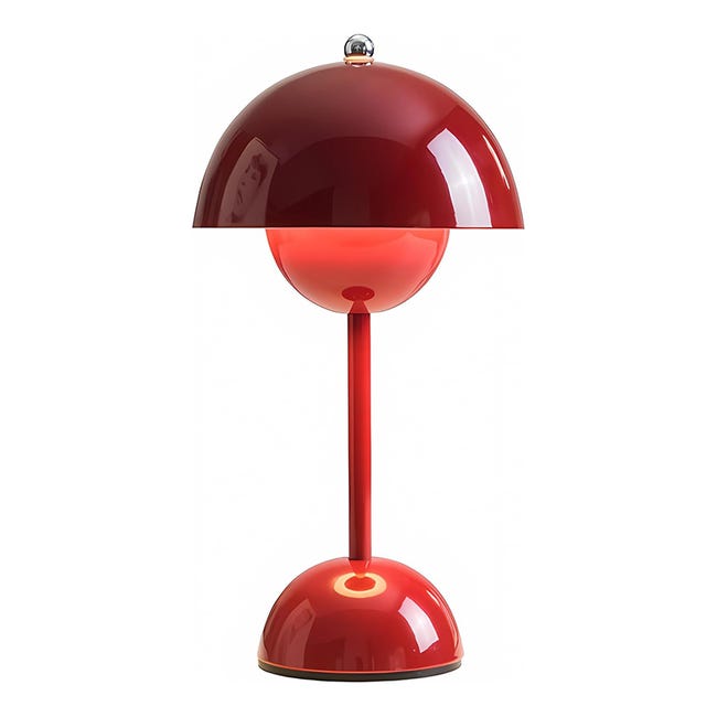Moderne Pilzförmige Tischleuchte, Led-nachtlicht Im Cartoon-stil, Runde Metalllampe, Geeignet Für Wohnzimmer, Schlafzimmer Und Büro (rot).