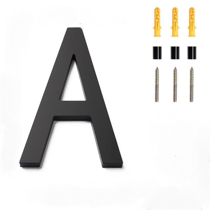 Modernes Türnummernschild Aus Gebürstetem Edelstahl – 152 Mm (6 Zoll) Hoch, Massiver Schwarzer Edelstahl (buchstabe A)