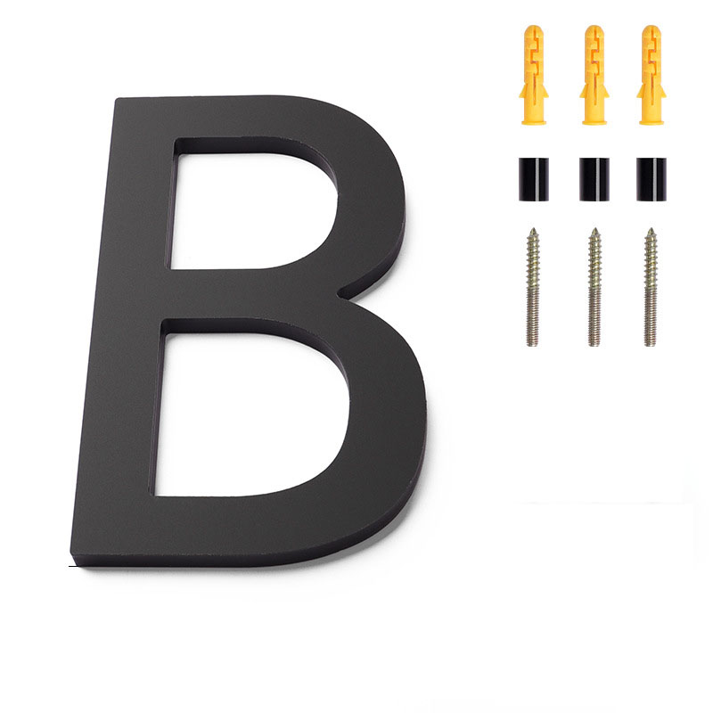 Modernes Türschild Mit Hausnummer Aus Gebürstetem Edelstahl – 152 Mm (6 Zoll) Hoch, Massiver Schwarzer Edelstahl (buchstabe B)