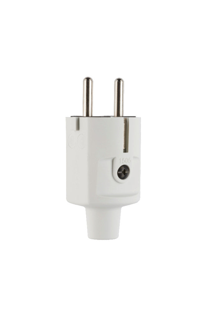 Kompakte Schuko Doppelerdungsstecker IP20 TPE Grau - 100000046 [2 Stück]