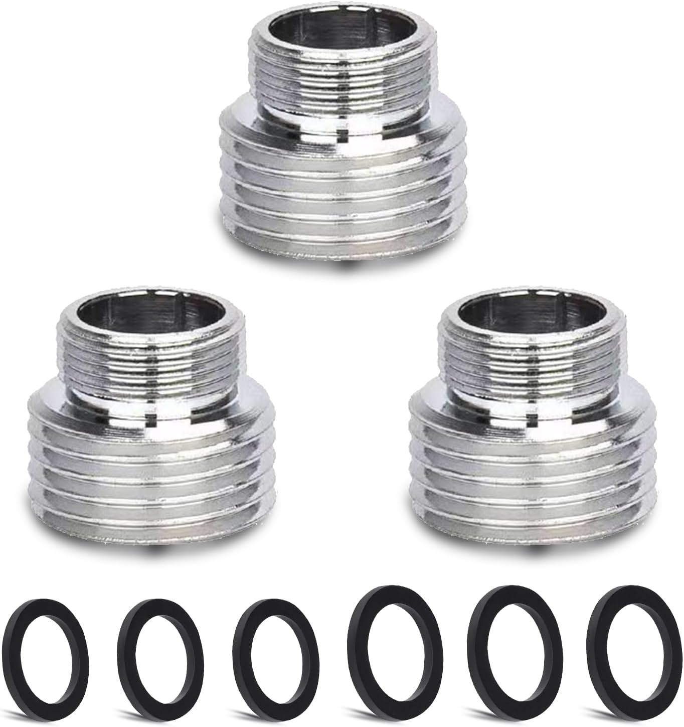 Wasserhahnadapter-set Mit 3 Adaptern Von M20 Mm Bis M18 Mm, Aus Kupfer Und Silber.