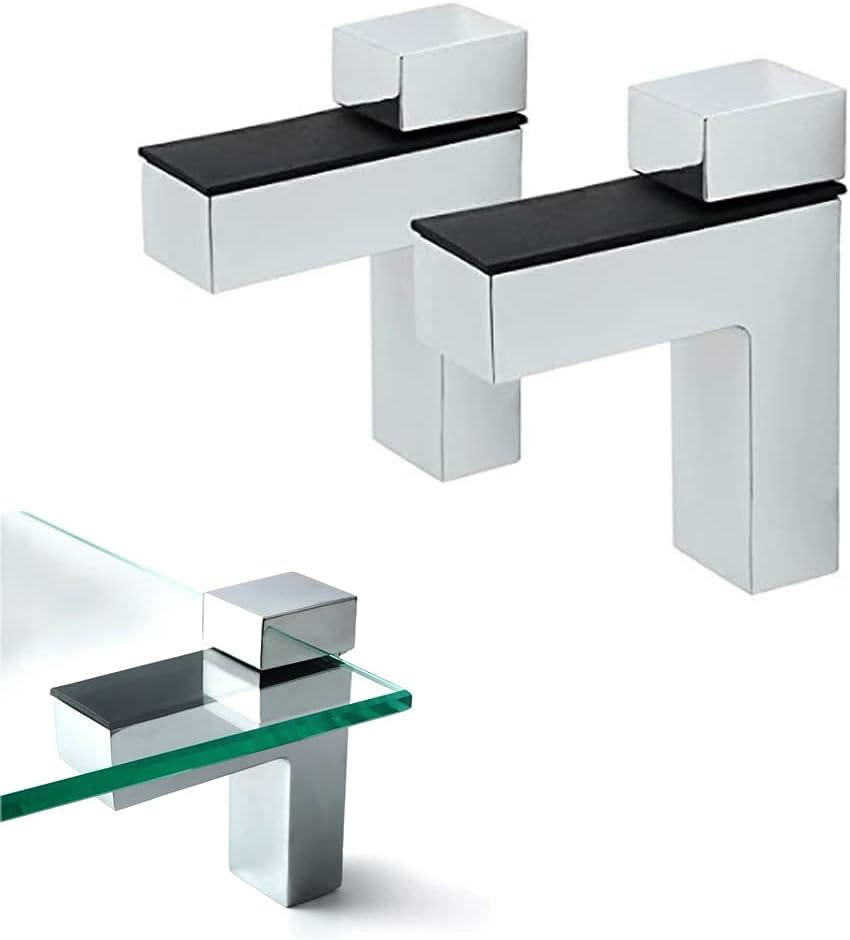 Glasregalhalterungen, 2-teiliges Set, Aus Zinklegierung, Geeignet Für Glasstärken Von 5-35 Mm, Silberfarben, Mit Schrauben.