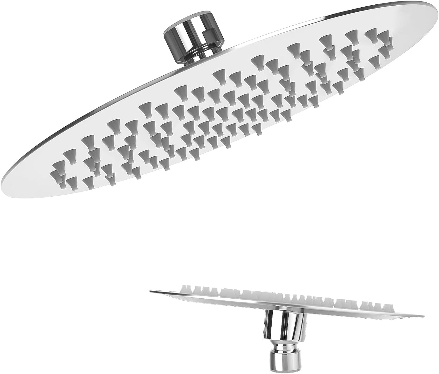 Runder Duschkopf Aus Edelstahl, 20 Cm, Hochdruck, Verbrühungsschutzdüse, G1/2 Zoll Gewinde.