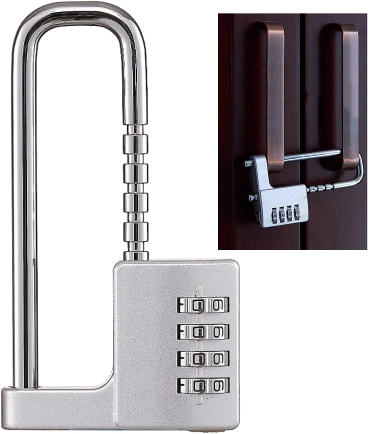 U-förmiges Vorhängeschloss Aus Edelstahl – Zahlenschloss, Verstellbarer Haken, Geeignet Für Schränke Und Türen (silber).
