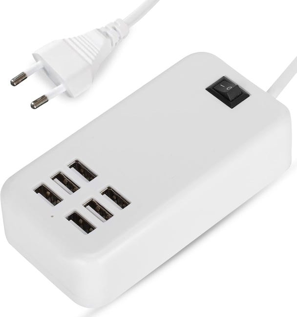 Multifunktionale Usb-ladestation, 6-port-usb-tischladeadapter, 100-240v-ladehub, Geeignet Für Smartphones, Tablets Usw. (weiß)