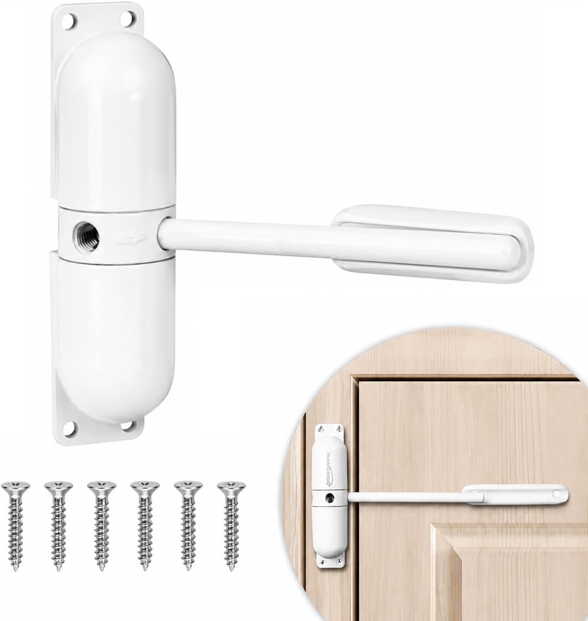 Automatisches Schloss Mit Verstellbarem Sicherheitsanschluss, Kompatibel Mit Automatischen Türscharnieren Für Wohngebäude, Weiß.