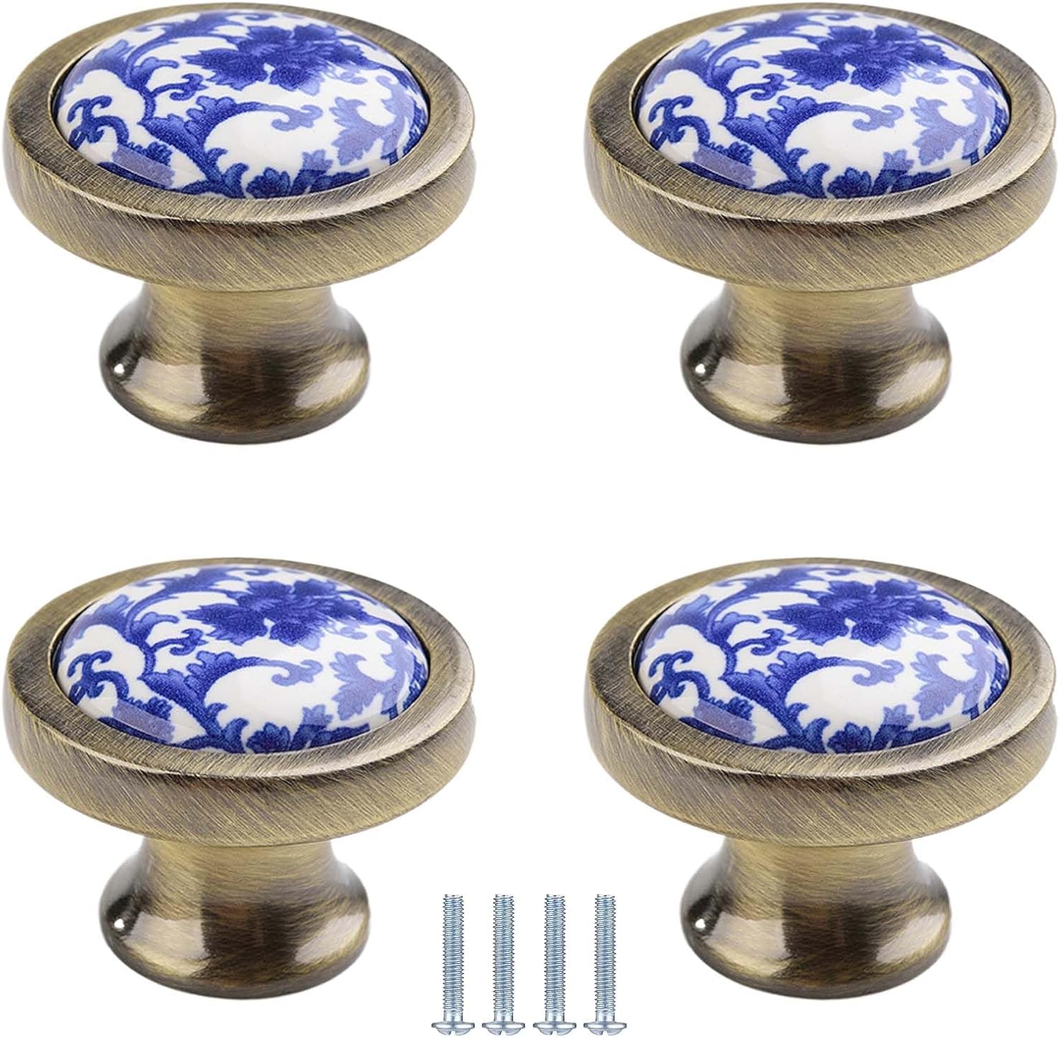 Schubladengriffe Aus Blau-weißem Porzellan, 4er-set, Geeignet Für Schlafzimmer Und Möbel (38 Mm).
