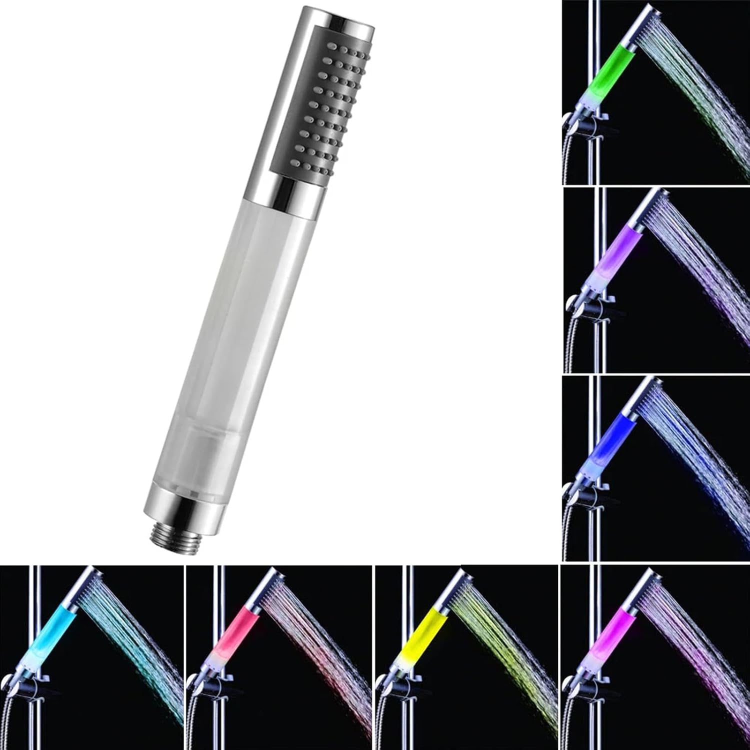 Tragbarer Led-duschkopf Mit Rundem Griff, 7 Automatische Farbwechselfarben, Keine Batterien Erforderlich.