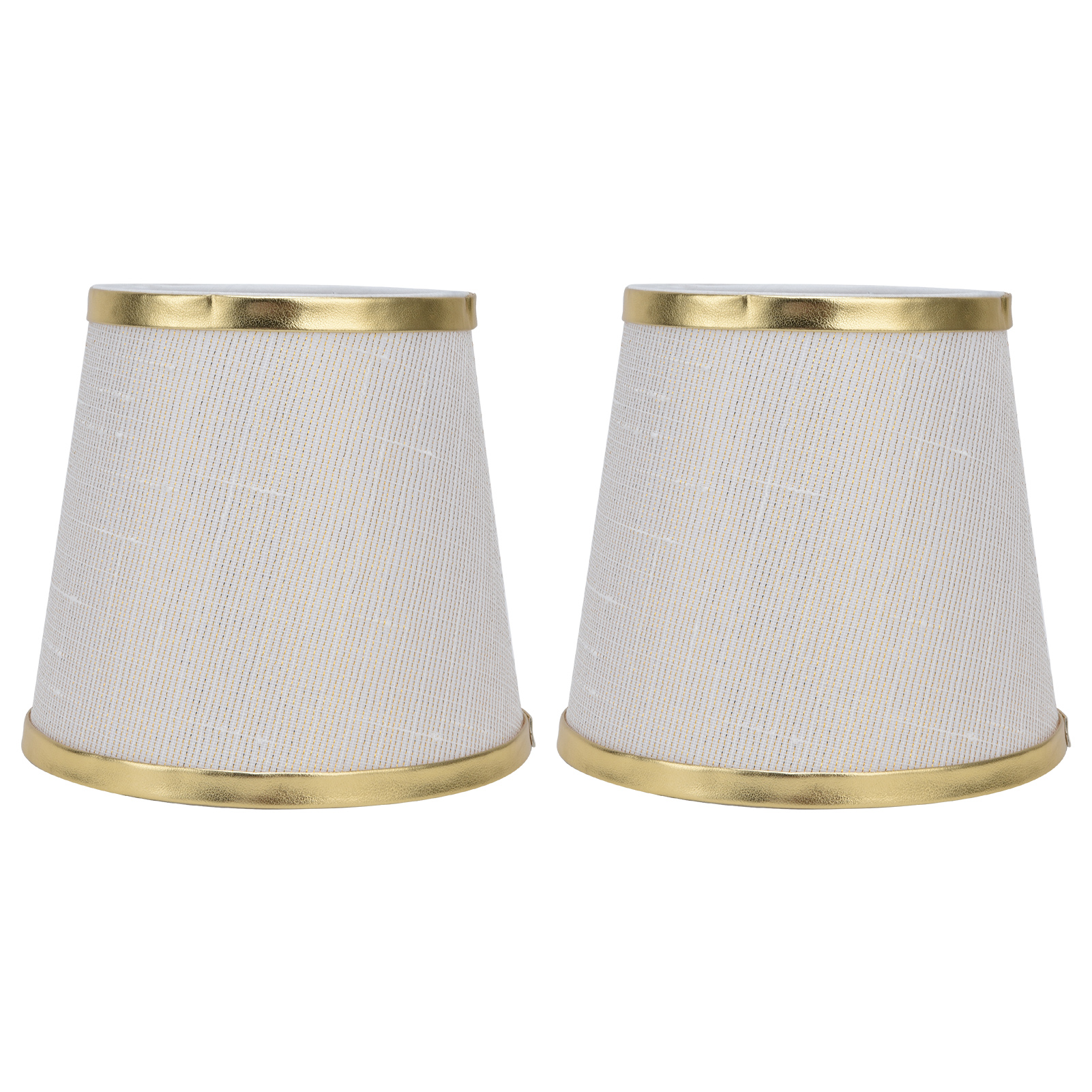 Set Mit 2 Stofflampenschirmen Im Europäischen Stil Für E14-schraubfassungen, Pendel- Und Wandleuchten, Beige Und Weiß Mit Goldrand