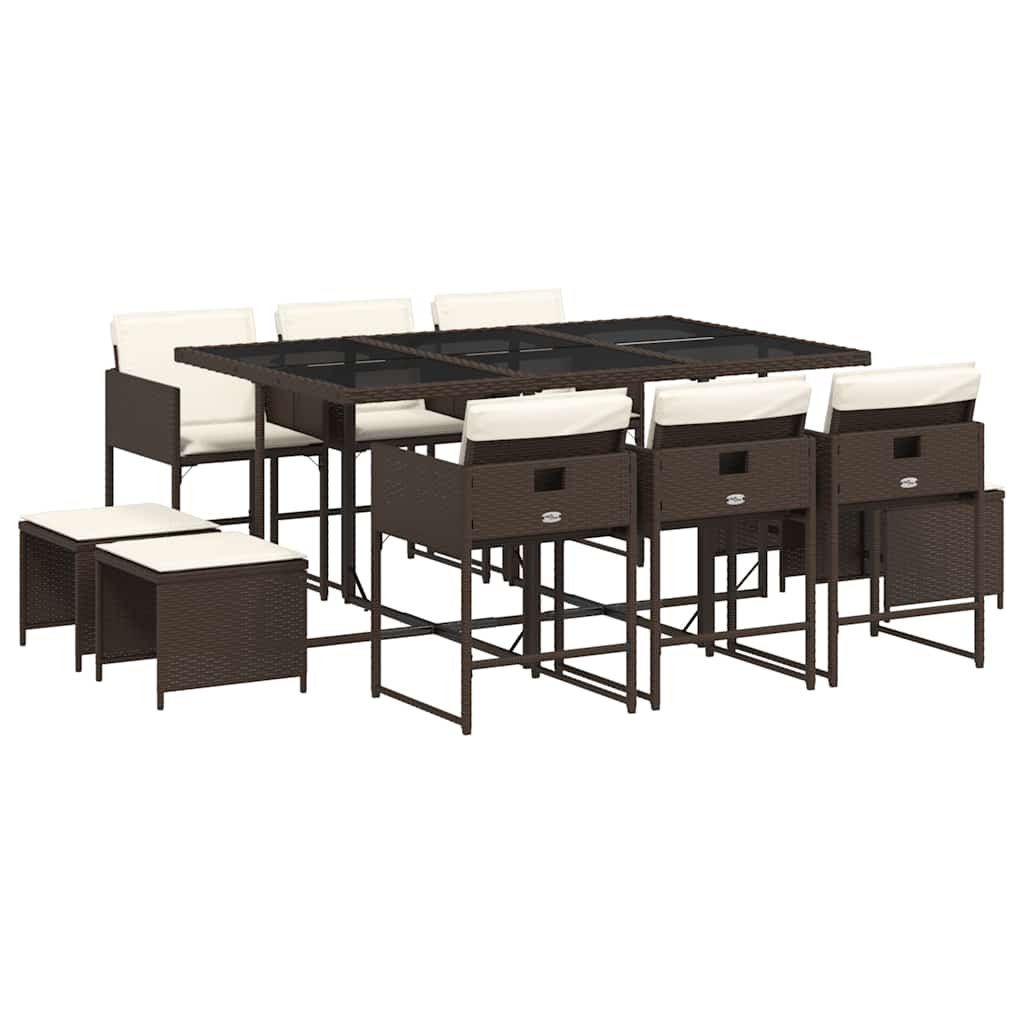 Maison Exclusive - 11-tlg. Garten-essgruppe Mit Kissen Braun Poly