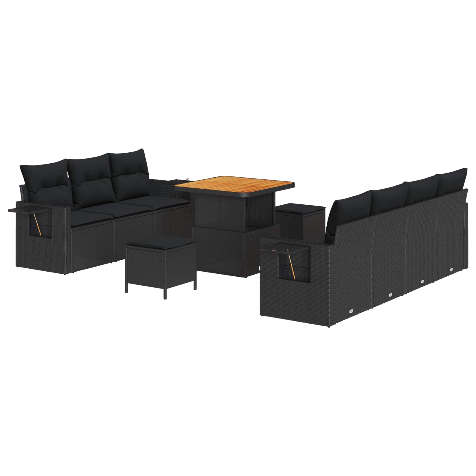 Maison Exclusive - Gartensofa-set 10 Stk. 7-sitzer Schwarz Poly-r