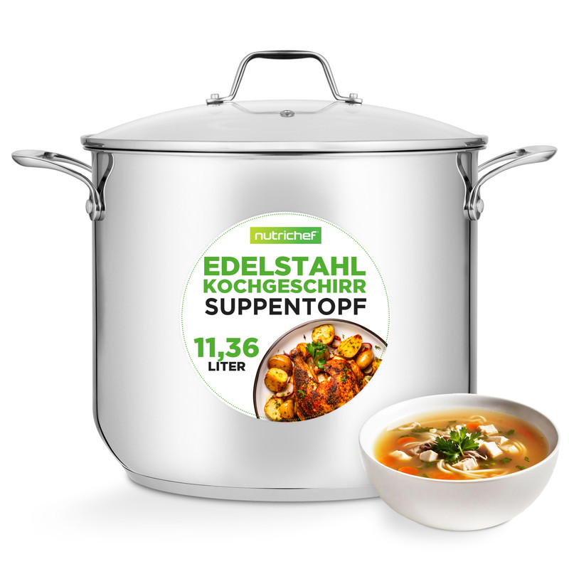 Nutrichef Kochtopf 11,5l Ø26cm Mit Glasdeckel, Induktion