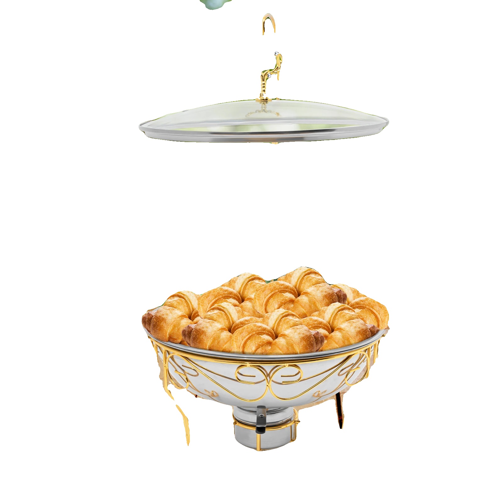 Chafing Dish, 6 Liter Fassungsvermögen, Edelstahl Und Glas, Dualfunktion Zum Erwärmen Und Kühlen, Leicht Zu Reinigen, Elegantes Design