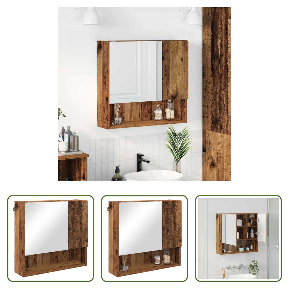 Holzwerkstoff - Spiegelschrank Mit Tür Altholz 59 X 17 X 55 Cm Holzwerkstoff