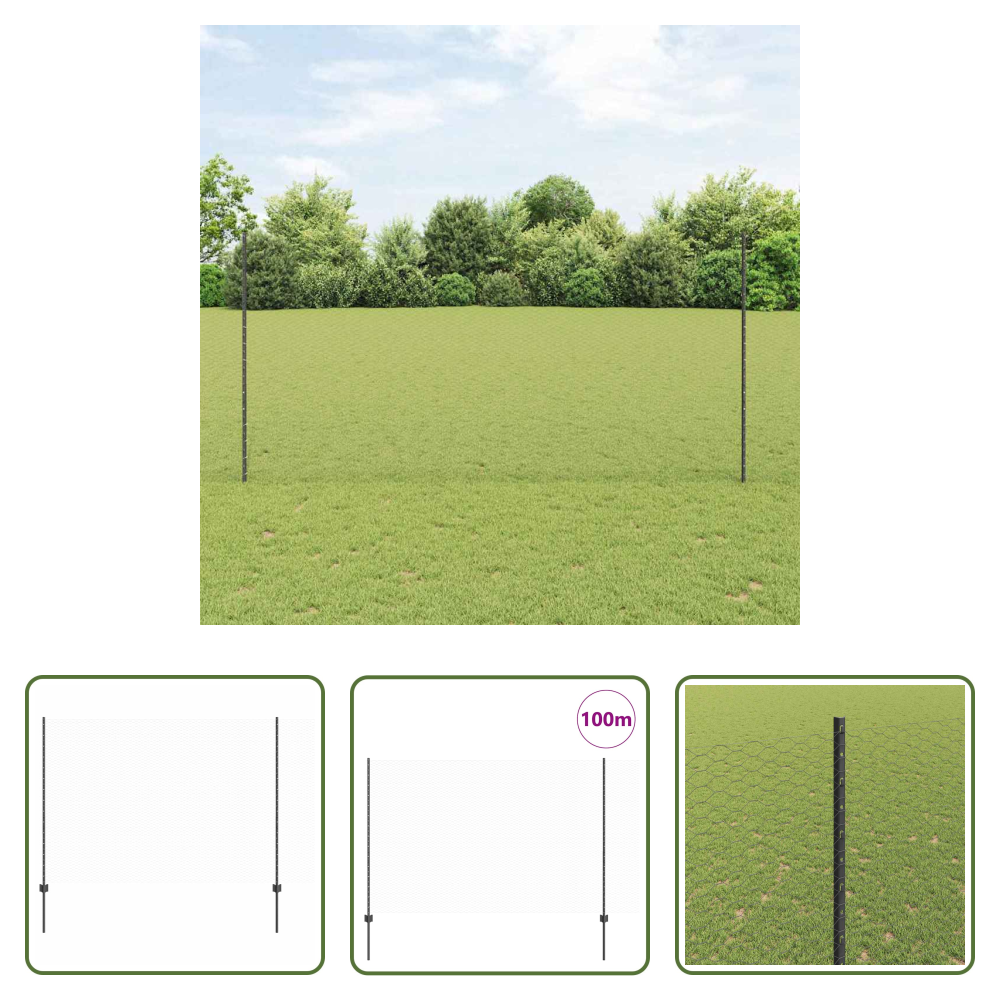 Vidaxl Terrassenzaun - Zaun Mit Pfosten Grau 1,6 X 100 M Stahl