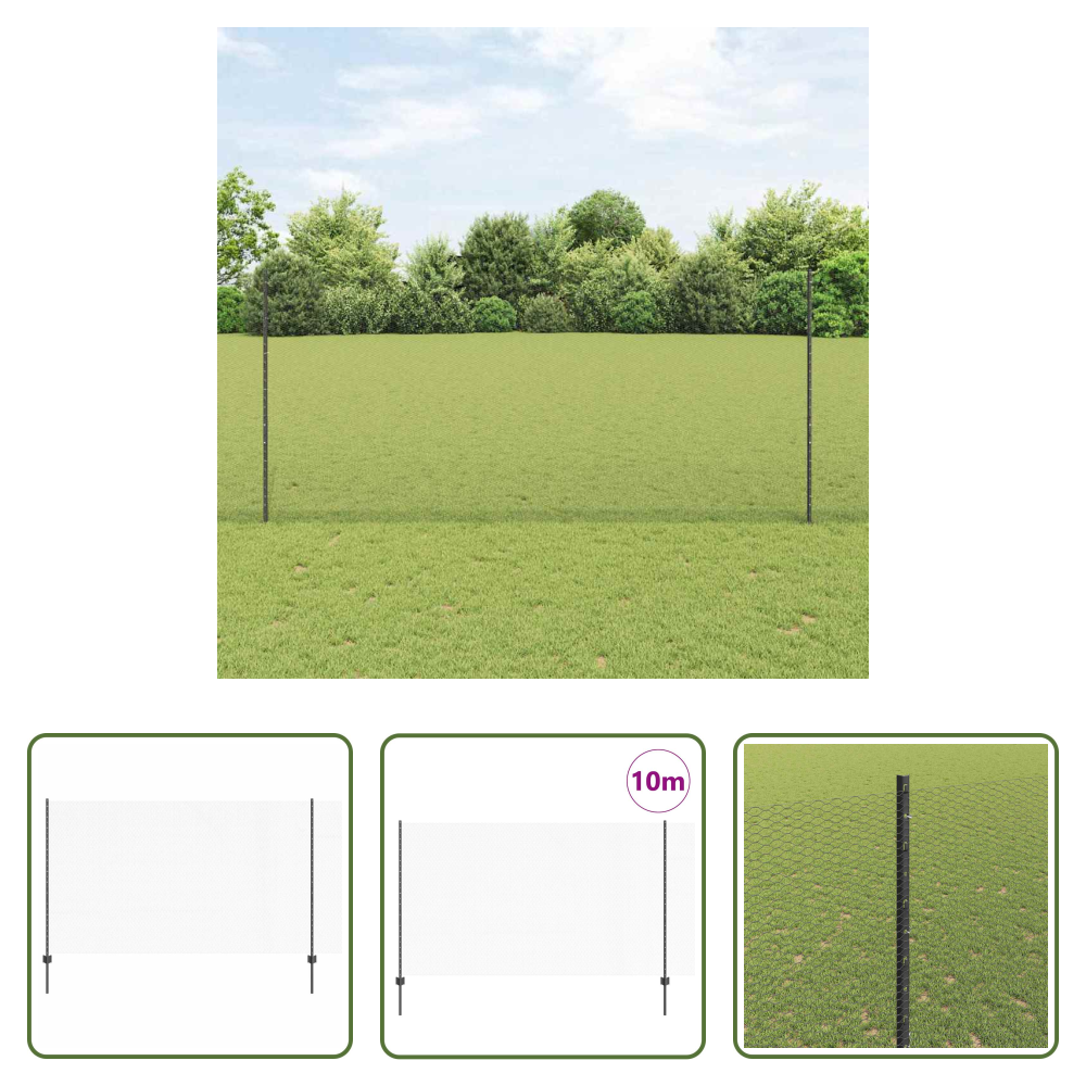Terrassenzaun - Zaun Mit Pfosten Grau 1,4 X 10 M Stahl Und Pvc