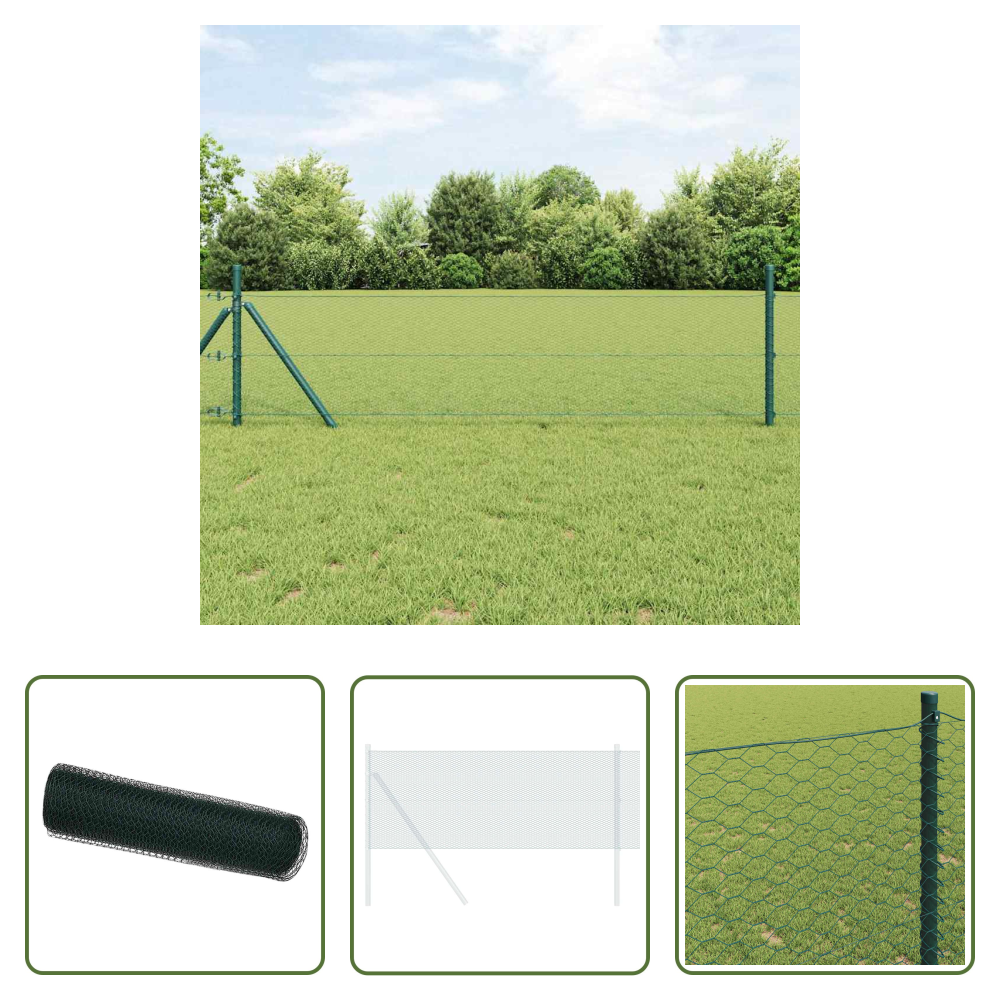 Vidaxl Terrassenzaun - Hexagonzaun Grün 0,4 X 25 M Pvc