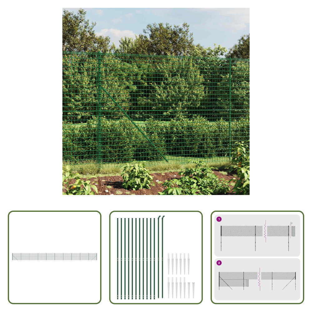 Maschendrahtzaun - Maschendrahtzaun Mit Bodenhülsen Grün 2,2x25 M