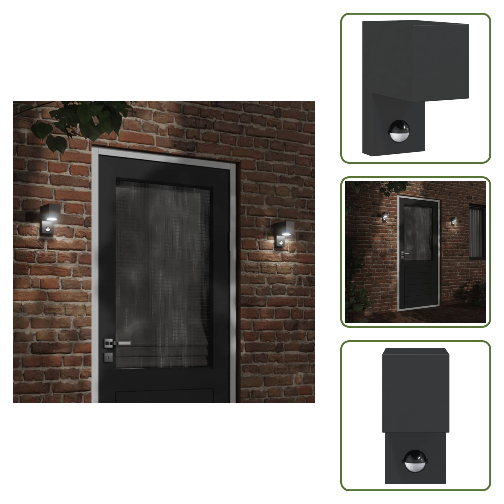 The Living Store Außenwandleuchte Mit Sensor Schwarz Aludruckguss - Outdoor-beleuchtung - Wandleuchte - Bewegungsmelder - Led-leuchte - Gartenbeleuchtung