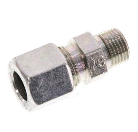 R 1/8'' Außengewinde x 8LL Verzinkter gerader Stahlschneidring 100 Bar DIN 2353 [2 Stück]