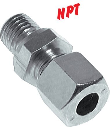 1/8'' NPT Außengewinde x 6L Verzinkter Stahl Gerade Schneidring 315 Bar DIN 2353 [2 Stück]