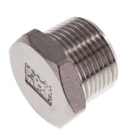 3/4'' NPT Außengewinde Edelstahl Verschlussstopfen mit Außensechskant 16 bar Bild 2