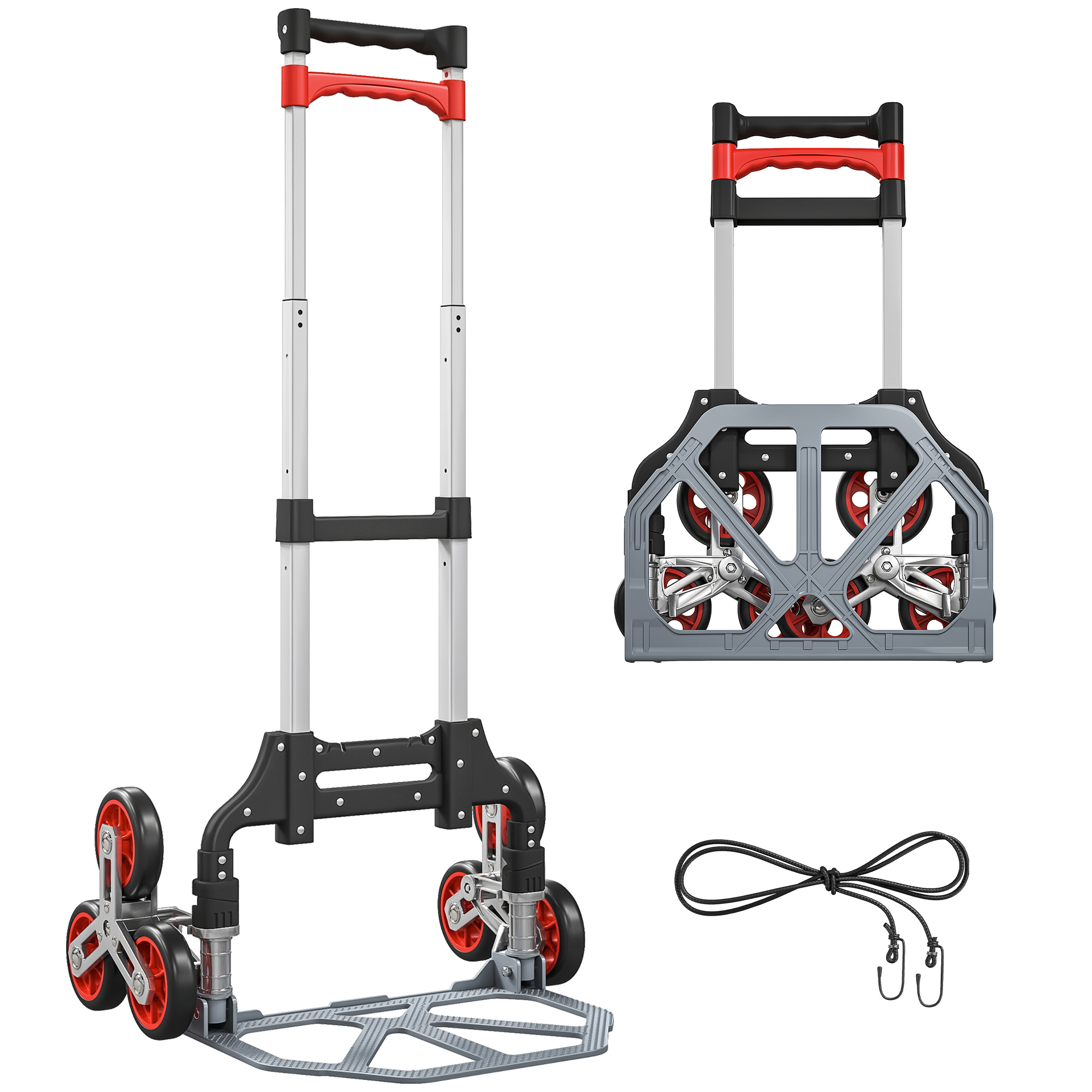 Klappbarer Treppensteiger-trolley, 6-rad-system, Bis 70 Kg, Aluminium, Rot
