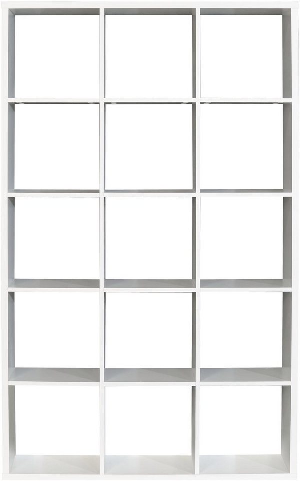 Forte Mauro Regal Bücherregal 3x5 Fächer, Holzwerkstoff, Weiß, (bht): 107,2 X 176,3 X 32,12cm
