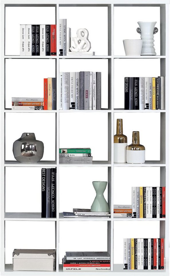 Forte Mauro Regal Bücherregal 3x5 Fächer, Holzwerkstoff, Weiß, (bht): 107,2 X 176,3 X 32,12cm Bild 5