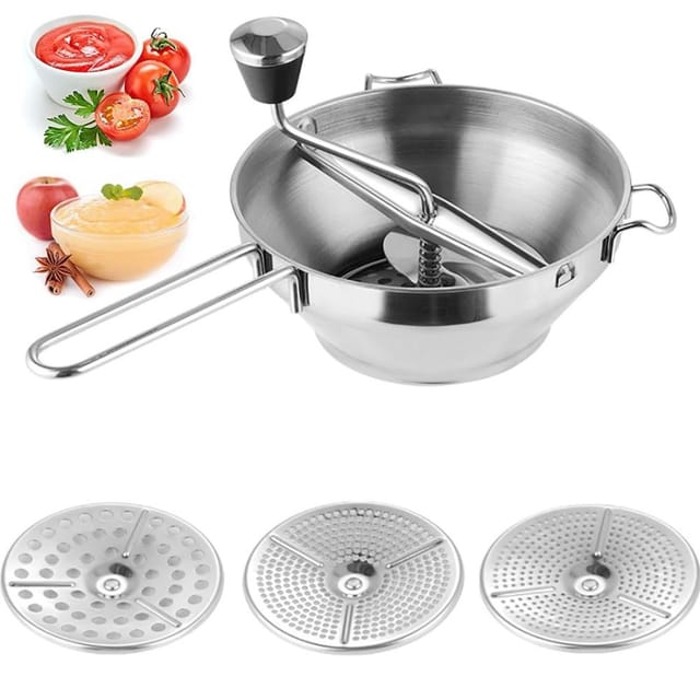 Passiergerät Aus Edelstahl Mit 3x Siebeinsatz,passiermühle Für Suppe Baby Saucen