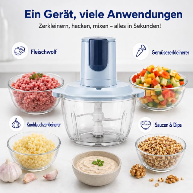 Elektrischer Küchenzerkleinerer Mit 2l/700ml Edelstahlbehältern