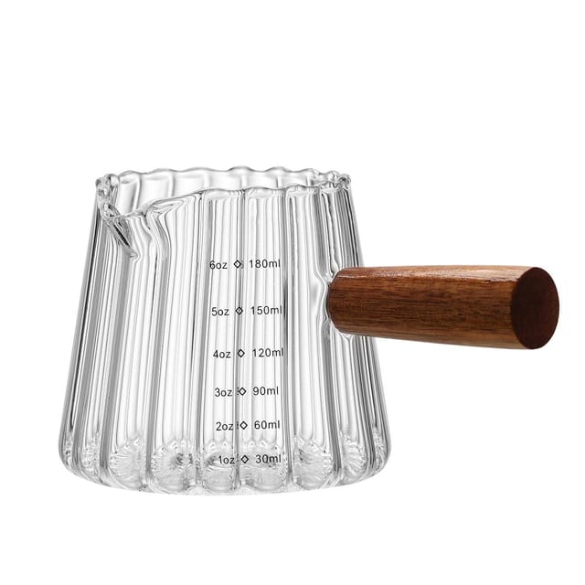Kleine 180-ml-glas-kaffeetasse Mit Holzgriff, Milchbecher, Italienischer Messbecher
