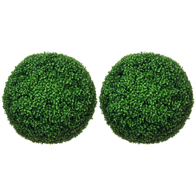 Lot De 2 Boules De Buis Artificielles En Pot - Buis Synthétique Anti-uv Intérieur/extérieur - Vert