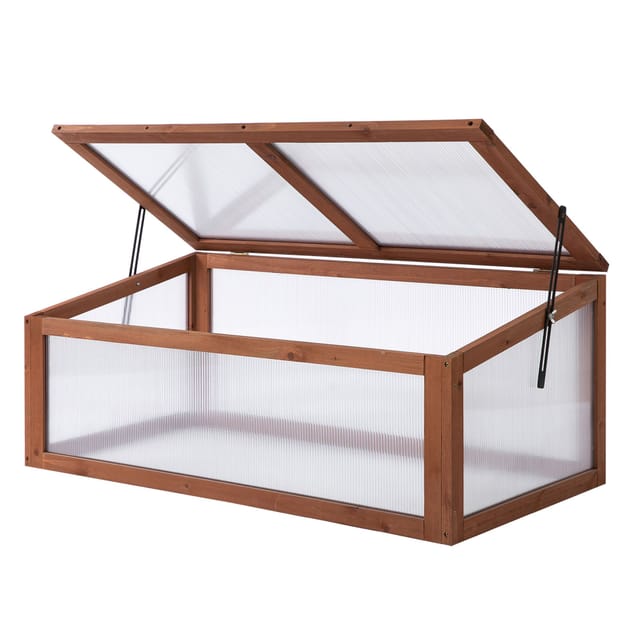 Mini-gewächshaus Für Garten Und Balkon - Kleines Frühbeet Polycarbonat Lichtdurchlässig - 100 X 65 X 40 Cm - Natur