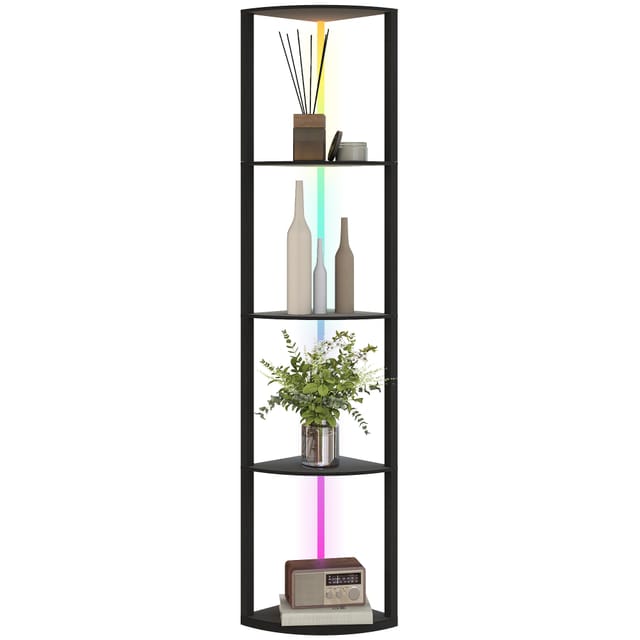 Lampadaire Led Liseuse Dimmable Rgb Avec Étagères - Lampadaire Télécommande - Noir