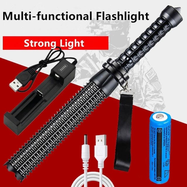 Leistungsstarke 9000-lumen-led-taschenlampe Im Baseballschläger-design Aus Wasserfestem Aluminium Für Notfälle
