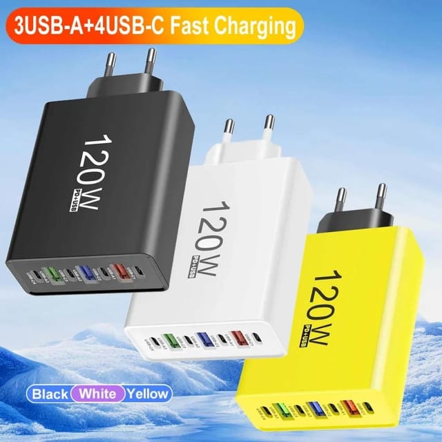 Usb-c-ladegerät 120 W, Schnellladegerät Mit Mehreren Anschlüssen, Eu-stecker