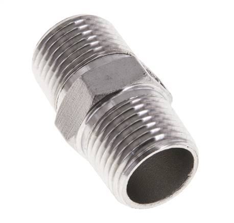 1/2'' NPT Edelstahl Doppelnippel 16 bar Bild 3