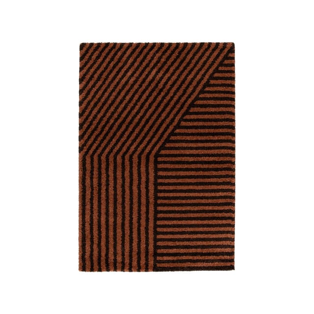 Sweeek - Gestreifter Indoorteppich In Braun Und Terrakotta - 120 X 170 Cm