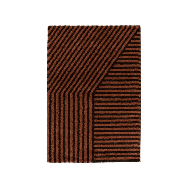 Sweeek - Gestreifter Indoorteppich In Braun Und Terrakotta - 80 X 150 Cm