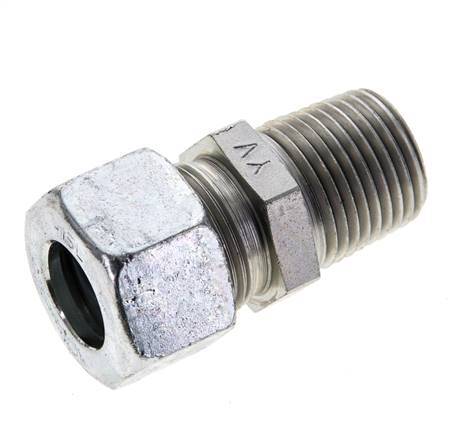 1/2'' NPT Außengewinde x 15L Verzinkter Stahl Gerade Schneidring 315 Bar DIN 2353 Bild 2