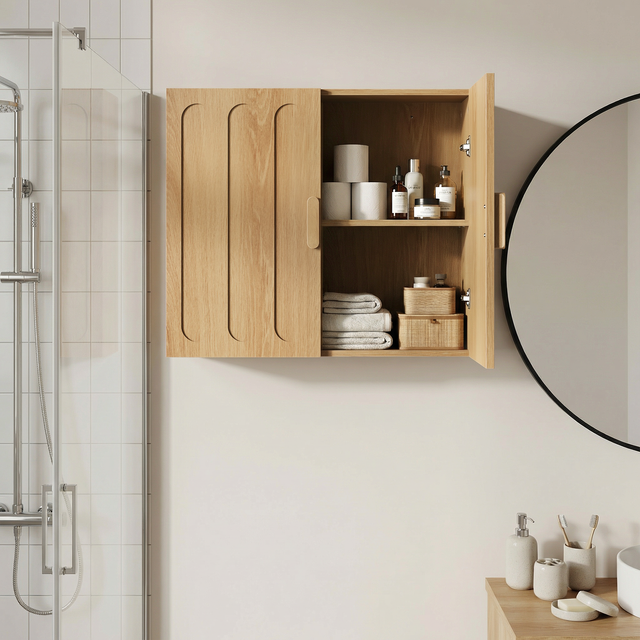 Redom Bad-wandschrank 60 X 20 X 52 Cm, Mdf, 2 Türen, Eiche