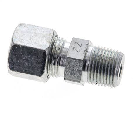 3/8'' NPT Außengewinde x 10S Verzinkter Stahl Gerade Schneidring 630 Bar DIN 2353 Bild 3