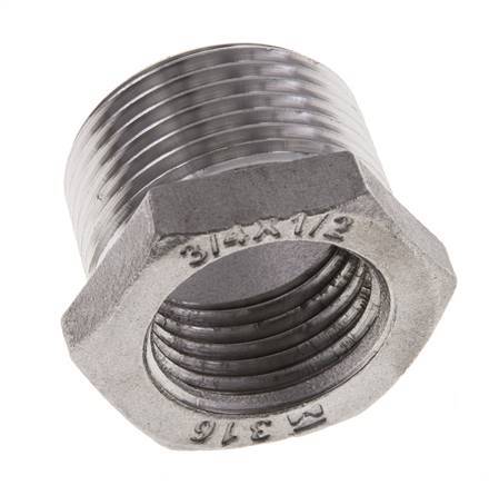 3/4'' NPT x 1/2'' NPT M/F Reduzierring aus Edelstahl 16 bar Bild 2