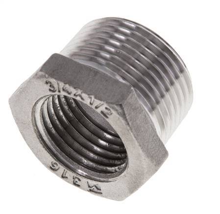 3/4'' NPT x 1/2'' NPT M/F Reduzierring aus Edelstahl 16 bar Bild 3