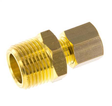 R 3/8'' Außengewinde x 6mm Messing Gerade Verschraubung 150 Bar DIN EN 1254-2