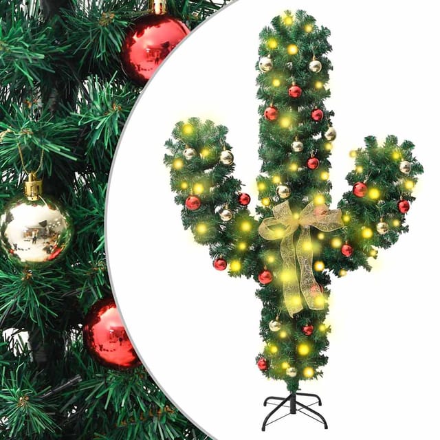 Vidaxl Weihnachtsdeko Kaktus Mit Ständer Und Led Grün 180 Cm Pvc