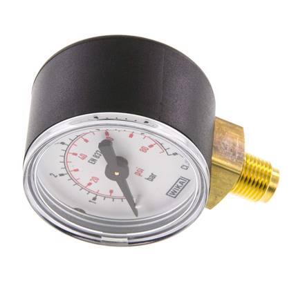 0..6 Bar (0..87 psi) Druck Manometer unter Kunststoff / Messing 40 mm Klasse 2.5