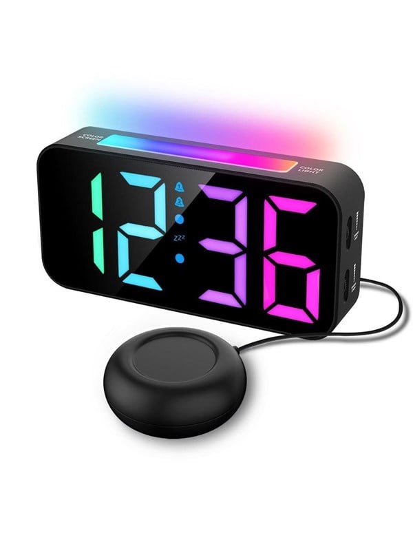 SiGN RGB Digital Alarm Clock with Vibrator - Black