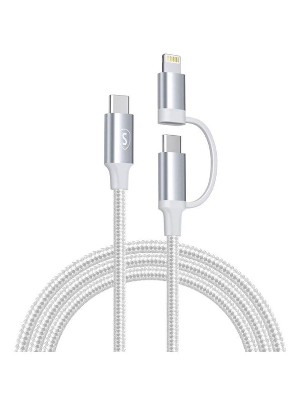 SiGN 2in1 USB-C to USB-C 60W PD 3A Lightning 27W cable - 1m - White